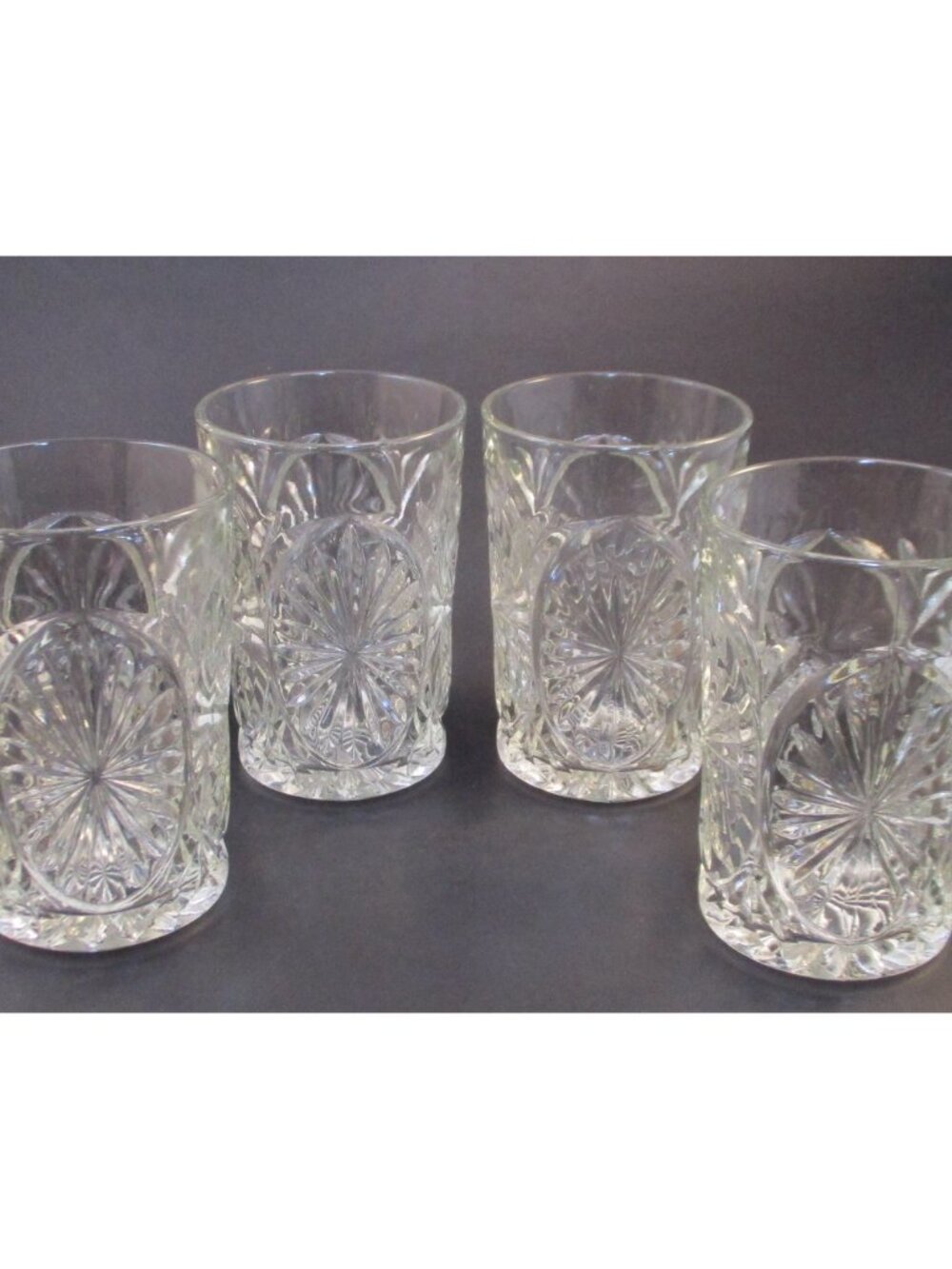 4 Anchor Hocking Medallion Tumblers, 4.5 in h x 3 in dia, Mid-Century